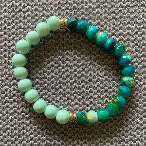 {Handmade} Green and Blue Beaded Bracelet